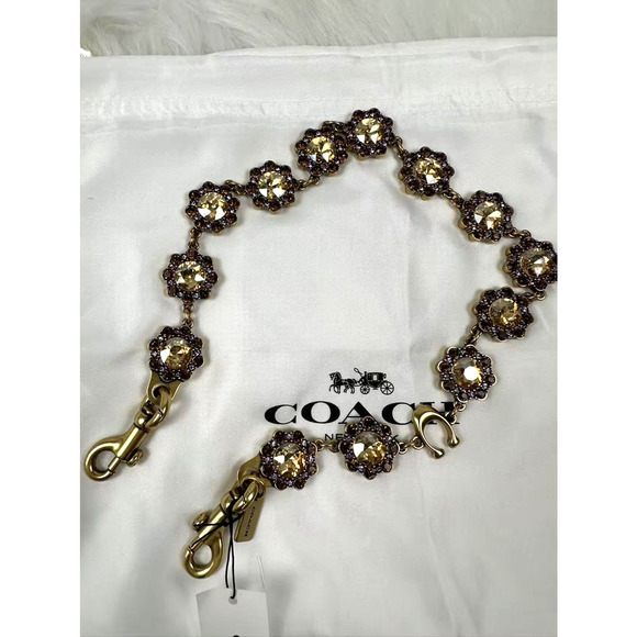 Coach Short Jewelry Chain Strap In Brass/Yellow Multi CAU47 NWT - Picture 1 of 7